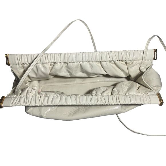 Nanushka The Bar Clutch Shoulder Bag Cream White Faux Leather Evening Purse - Picture 6 of 14